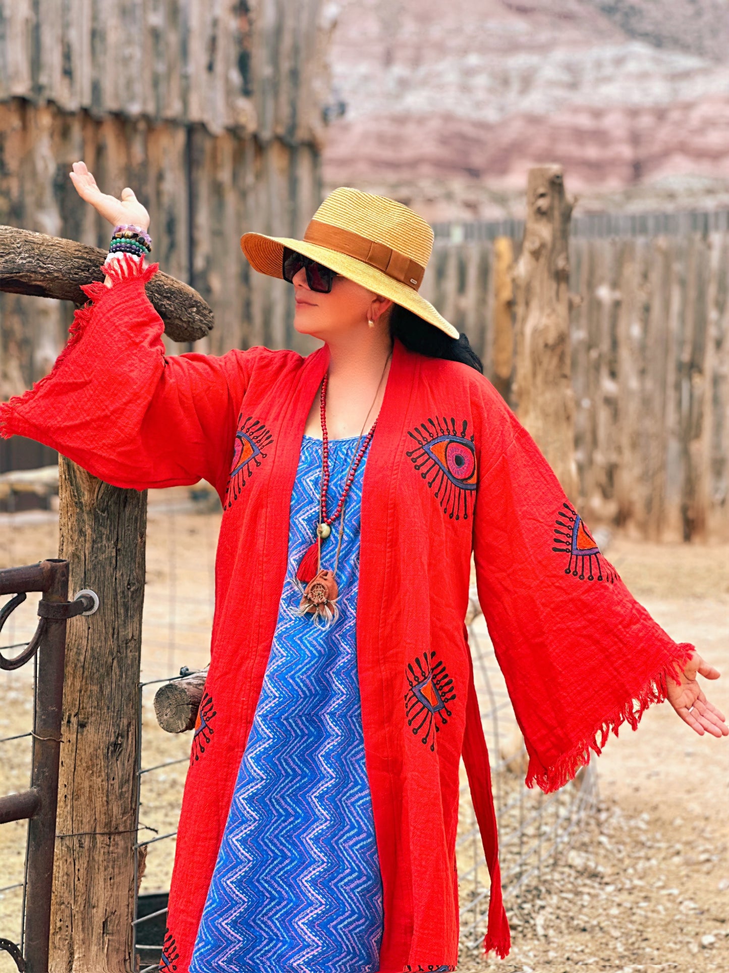 EVIL EYE WHISPER ROBE NATURAL