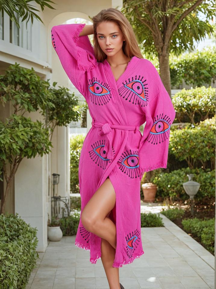 EVIL EYE WHISPER ROBE NATURAL