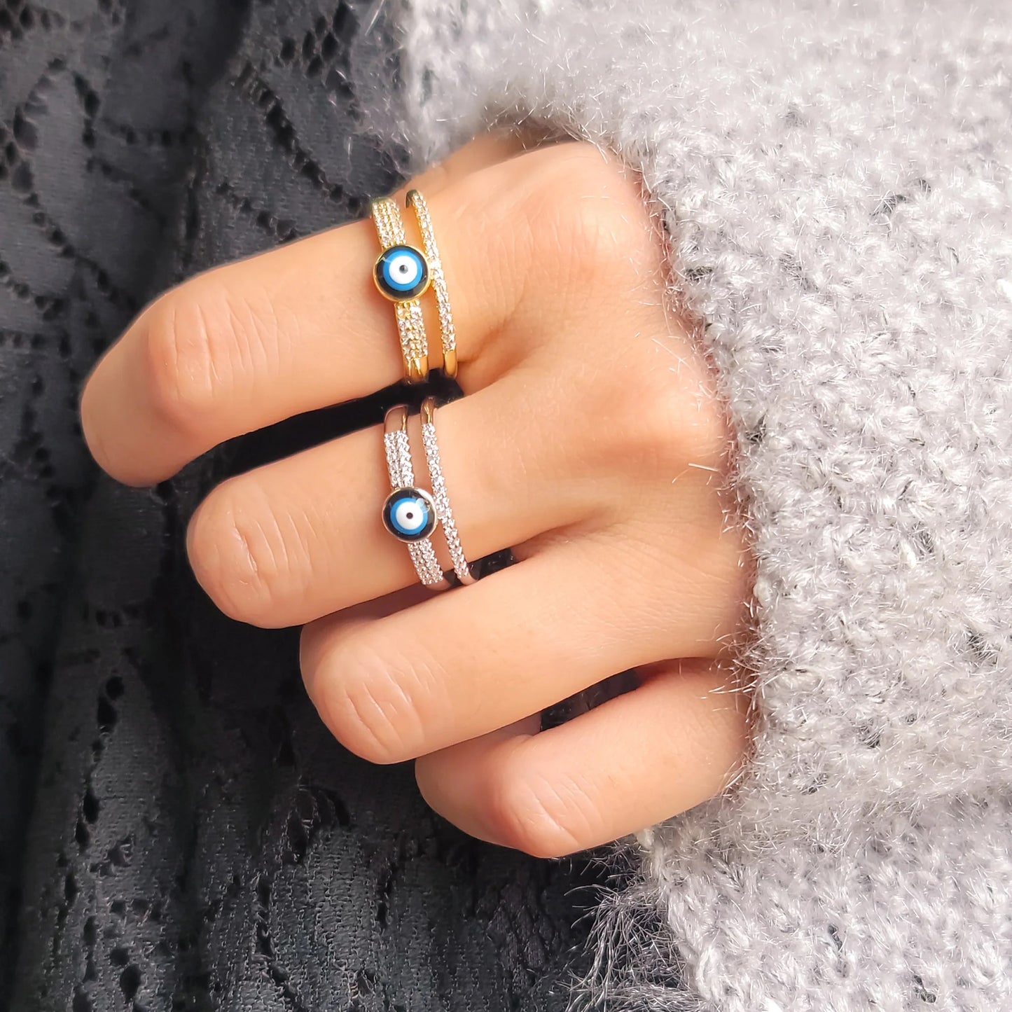 EVIL EYE HALO RING GOLD