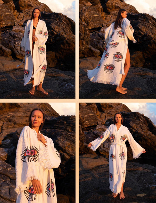 WS EVIL EYE  WHISPER ROBE NATURAL WHOLESALE 6 PACK