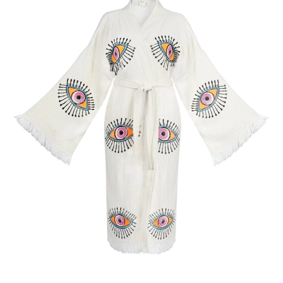 EVIL EYE WHISPER ROBE NATURAL