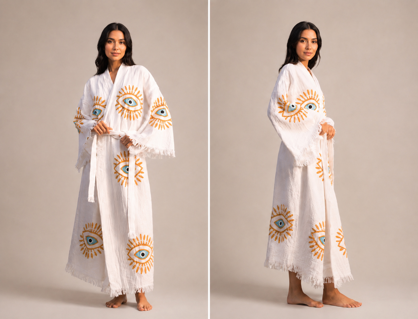 Blue Eye Original Turkish Cotton Robe |Lightweight Spa Robe, Resort wear & Cover-Up