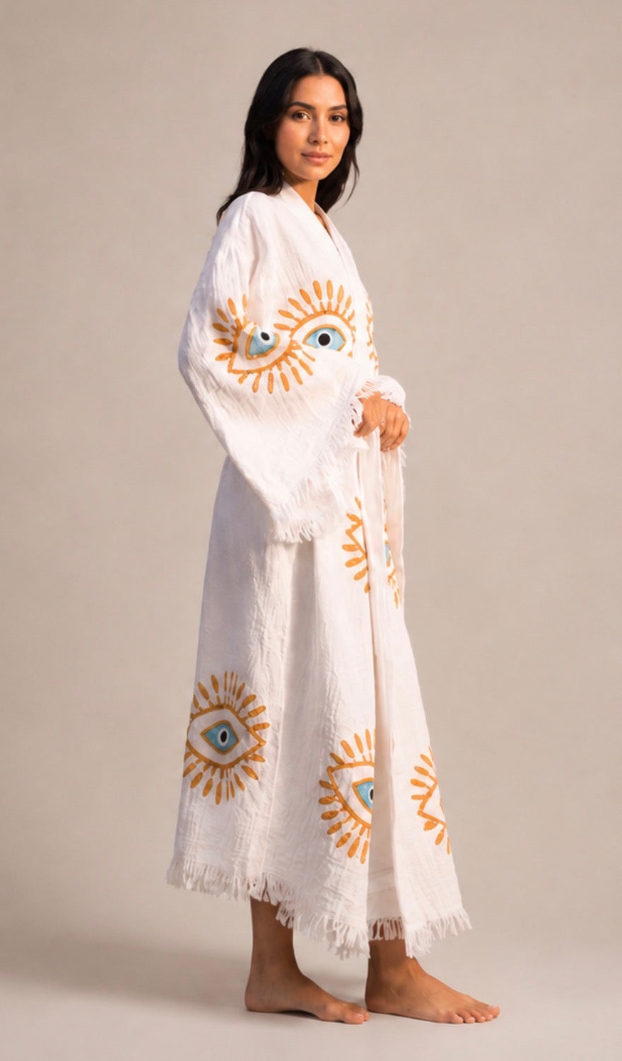 Blue Eye Original Turkish Cotton Robe |Lightweight Spa Robe, Resort wear & Cover-Up