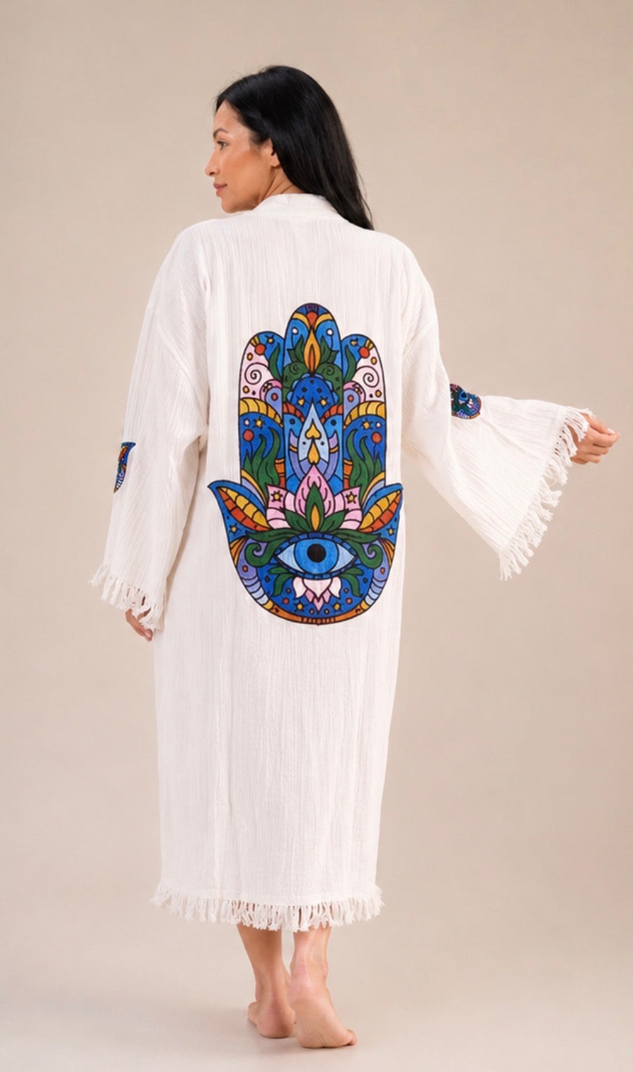 Hamsa Turkish Cotton Robe | Lightweight Spa Robe, Resort wear & Cover-Up