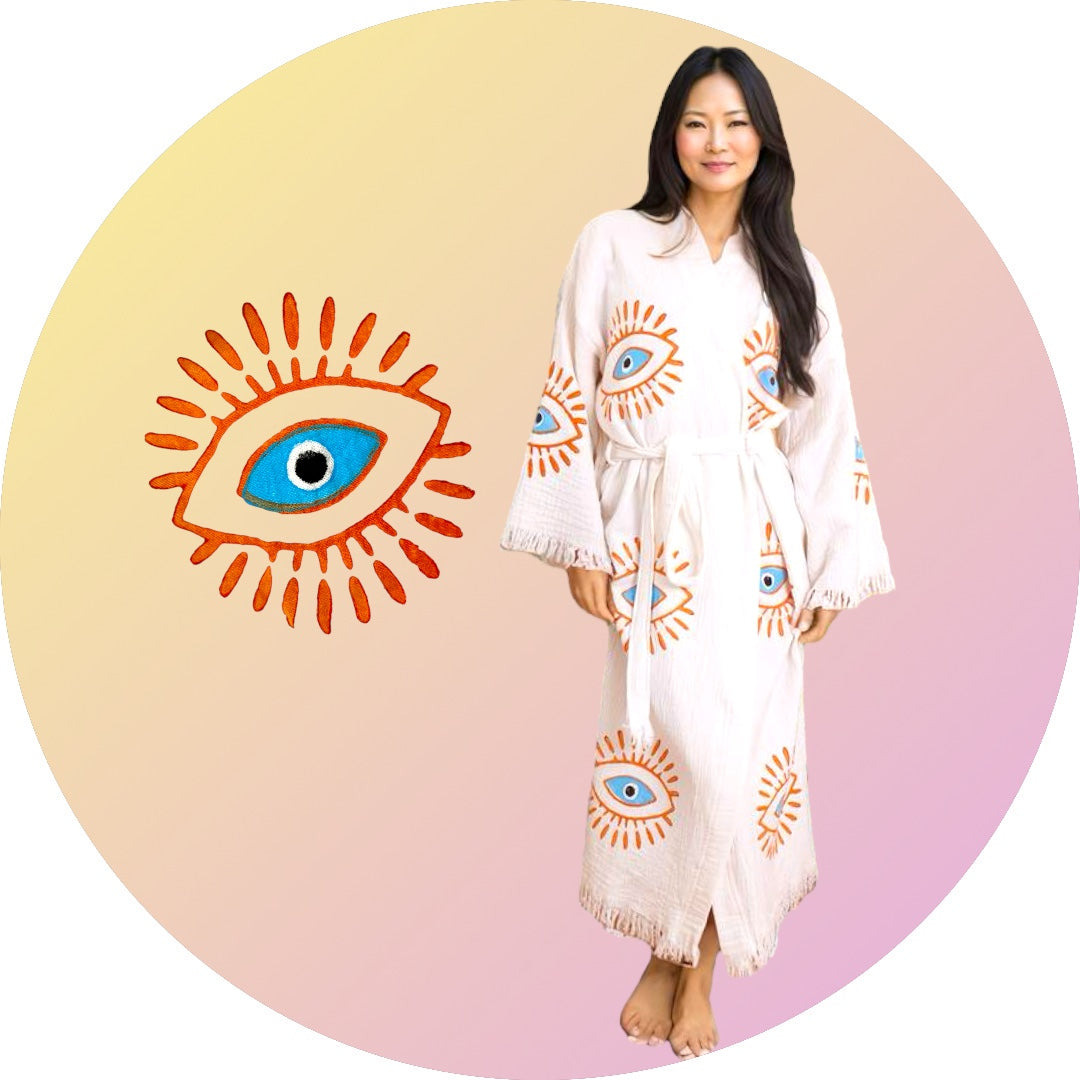 Blue Eye Original Turkish Cotton Robe |Lightweight Spa Robe, Resort we – NINTH COLLECTION